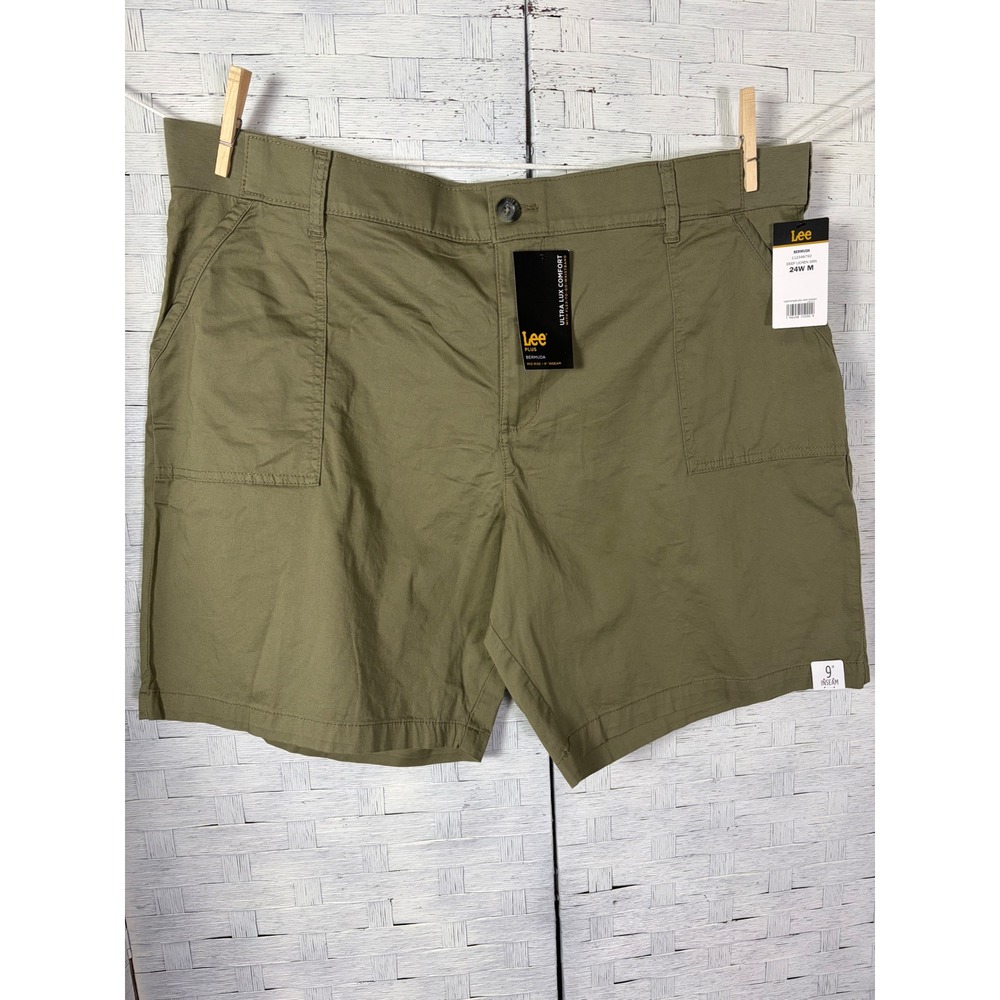 Lee Ultra Lux Comfort Bermuda Shorts Womens  Green Flex-To-Go Mid Rise Plus Sz